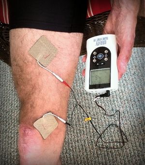 Neuromuscular electrical stimulation (EMS) of the quadriceps muscles